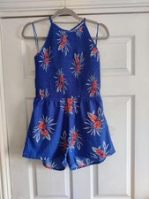 Primark ladies blue flowered  backless playsuit size 12