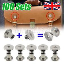 100 Sets Flat Belt Screw Leather Craft Chicago Nail Solid Rivet Stud Heads UK-