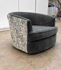 Sofology 'Piazza' Swivel Chair Aston Chenille Slate/Rico Grey Mix BRAND NEW