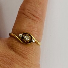 18ct Gold Diamond Trilogy Ring Antique Art Deco 1920s 3 Stone Hallmarked Size O