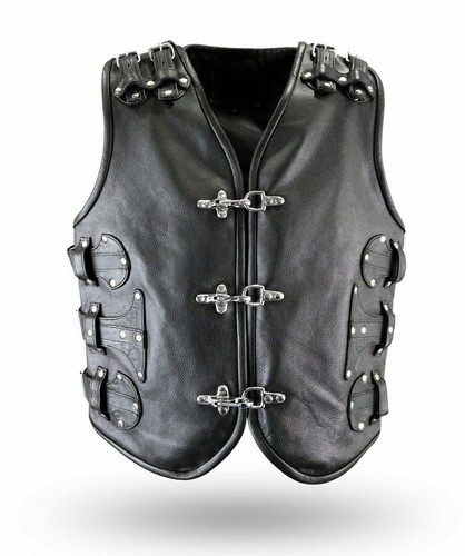Leather biker vest - vest, harley