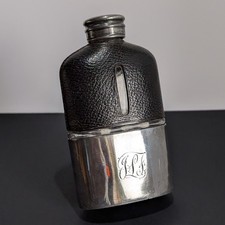 Antique EPBM Hip Flask Leather