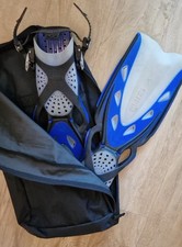 Mares X-Stream Open Heel Scuba Diving Fins Blue - Size R - Excellent Condition