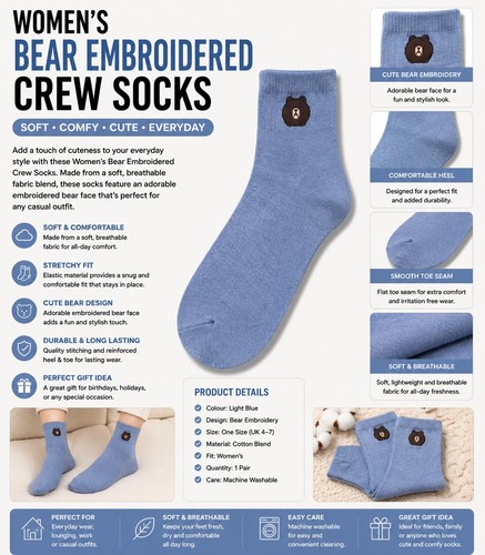 Women light blue bear - bear, crew