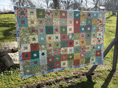 Summer squares lap quilt - squares,
