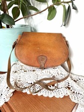 Vintage 70s Large Brown Tan Boho Hippy Leather Saddle Bag