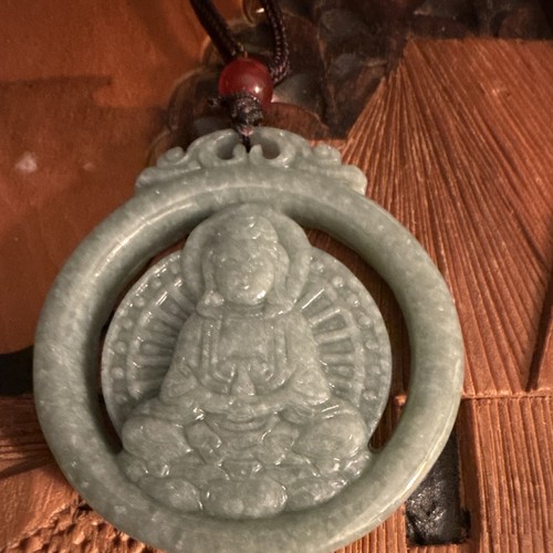 Carved green jade buddha - carved,