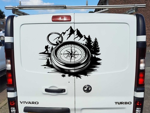 Mountains compass car sticker - mountains,