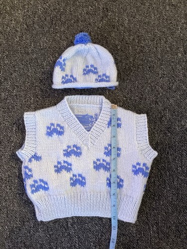 Hand knitted baby tank - tank, top+hat