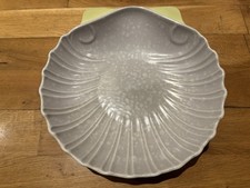 Poole Pottery Scallop Shell Dish C103 Lime Yellow Seagull Twintone 23cm