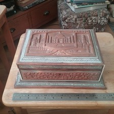 Vintage Antique Hand Crafted  Indian Taj Mahal Wooden Jewellery Box   NEEDS WORK