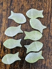 9 light green glass fish  beads for jewellery making 