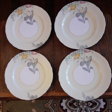 Vintage Art Deco Aynsley set of 4 Bone China salad plates c277/5 7 1/4 inch diam