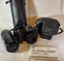 Minolta 5000 AF SLR Film Camera w/ Minolta Macro AF Zoom 70-210 1:4 Lens & Cases