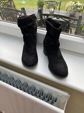 Suede Ankle Boots Black Size 7. Thick Rubber Sole. 5 cm Cuban Heel