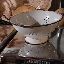 Vintage Enamel Colander Clean ,usable, Only One Handle To Hang Up