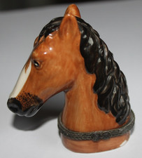 Vintage "The Odd Box Co" Brown Horse Head Ceramic Trinket Box Novelty Decorative