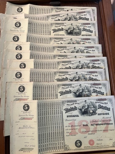 Tobacco dealer tax stamps 1877 - tobacco,