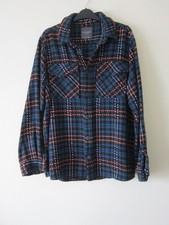 primark size large L shacket blue tartan check lumberjack top blouse shirt 16