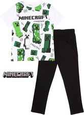 Minecraft Boys Pyjamas Set New Short Sleeve T-Shirt Nightwear Creeper 4-13 Years