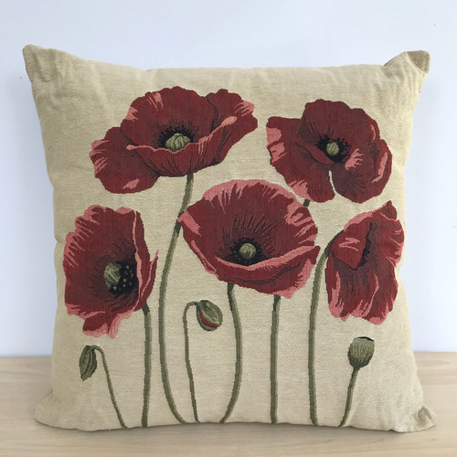 Poppies tapestry cushion - tapestry,