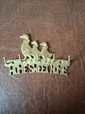 Key Holder Brass Home Sweet Home Family of 3 Ducks Wall Mounted 5 Hooks