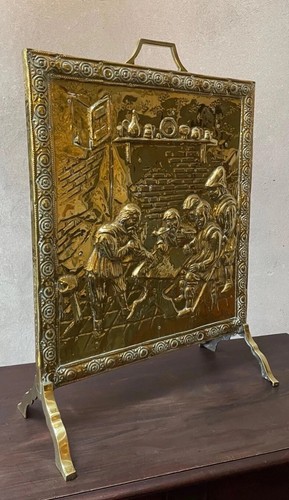 Vintage fire screen brass - brass, good