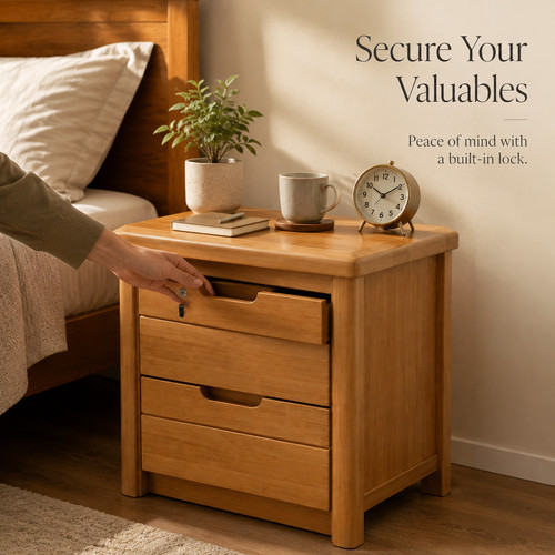Wood bedside cabinet with - wood,