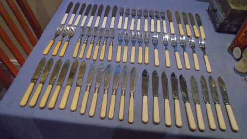 Silver plated knives forks - silver,