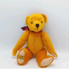 Merrythought Jointed Teddy Bear Yellow Tartan Bow Handmade Plush Toy FLT24-CD