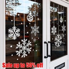 Christmas Window Stickers Decal Reusable Self Cling Xmas Snowflakes Wall Decor-