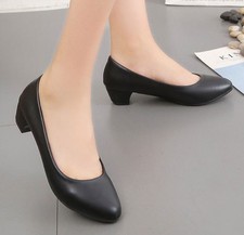 WOMEN COURT SHOES LADIES CLASSIC CASUAL FORMAL WORK  OFFICE LOW KITTEN HEEL