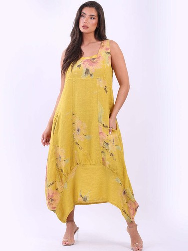 Sleeveless floral linen maxi - sleeveless,