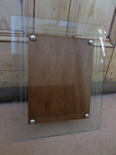 Art Deco 1920,Original Symetrical etched lines glass  Photo Frame Wooden back