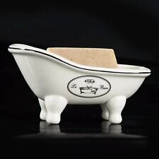 5.6" Vintage Ceramic Clawfoot Soap Dish - Cute Bathtub Design, Drainage Holes