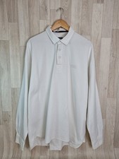 Musto Men's XL Heavy Cotton Long Sleeve Rugby Polo Shirt In White