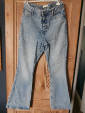Women's River Island Blue Jeans Size 14 high Waist Bell Bottom Vintage Wash