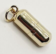 9ct Yellow Gold Pill Box / Snuff Box- Pill-shaped box Screw thread Pendant