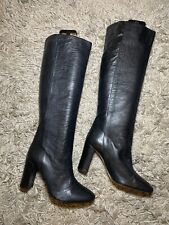 Vintage Jonak Paris Black Leather Knee-High Boots - UK Size 5 EU 38