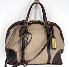 Valentina Luxury Brown Pebbled Leather Dome Tote Satchel Purse 2 way Bag Handbag