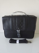 Ted Baker Men's House Check PU Satchel, Uni/Laptop Bag - Black, Xmas Gift