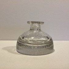Heavy Paperweight Inkwell. With Controlled Bubbles. Clear Glass