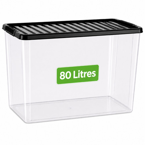 80l clear plastic storage - clear,