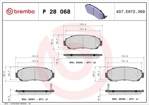 Brembo front brake pad set - pad,