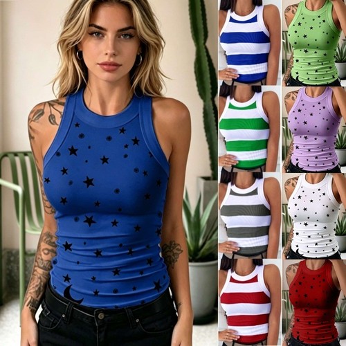 Ladies neck ribbed vest - u,