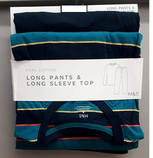 M & S Mens Pure Cotton Supersoft Pyjamas Loungewear Top & Long Pants Pjs ~ XL