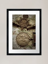 WW1 medals over atlas Framed