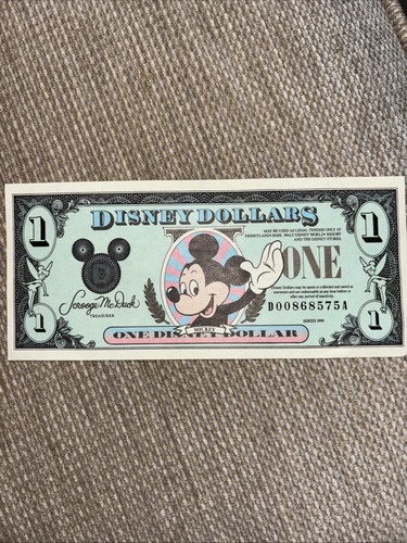Disney one dollar note - disney,