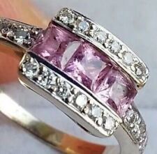 18Ct White Gold Diamond Art Deco Amethyst Engagement Ring Size L Hallmarked
