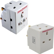 3 Way Surge Power Protector Adaptor Plug 13A 3 GANG 3G  Multi Socket